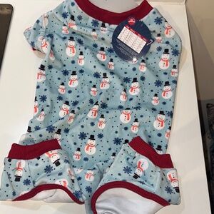 Snowman Snowflake Winter Holiday Dog Onesie Pajamas